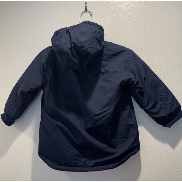 Jojo Maman Bebe Size 4 5 Fleece Lined Blue Jacket Striped Reversible Waterproof - Picture 4 of 10